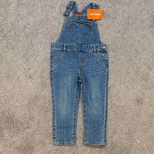 Joe Fresh Blue Denim Overalls with Heart Accent